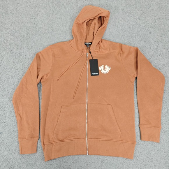 True Religion Hoodie Mens Large Mandarin Core Zip Up Sweatshirt Buddha Logo New - Picture 1 of 13